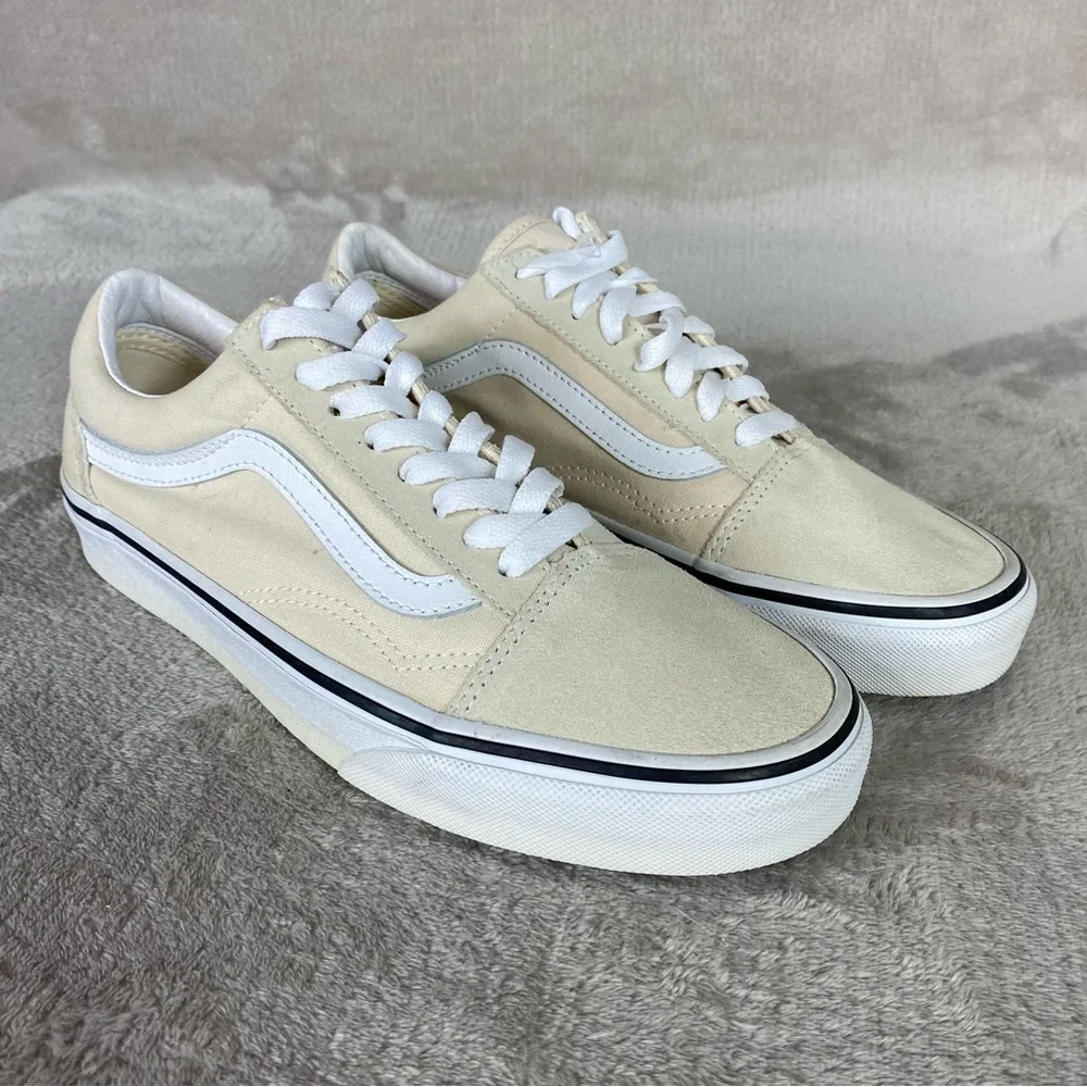 Vans Old Skool Shoes‎ Men 6.5 Women 8 Off White Suede Skate Sneakers NEW